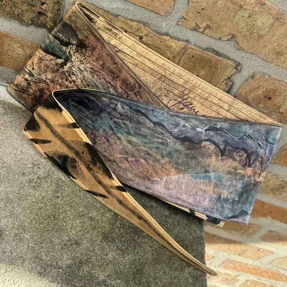 Jane Yoo BB1003 Abstract Hand Painted Leather Belt - Picture 3 of 6